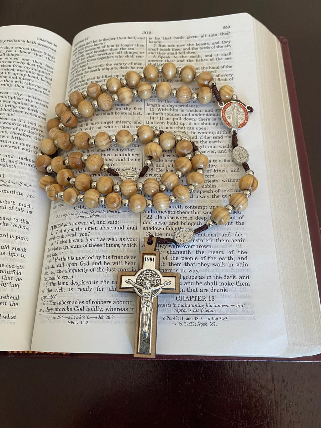 Malaking Rosaryo na Kahoy - Beige