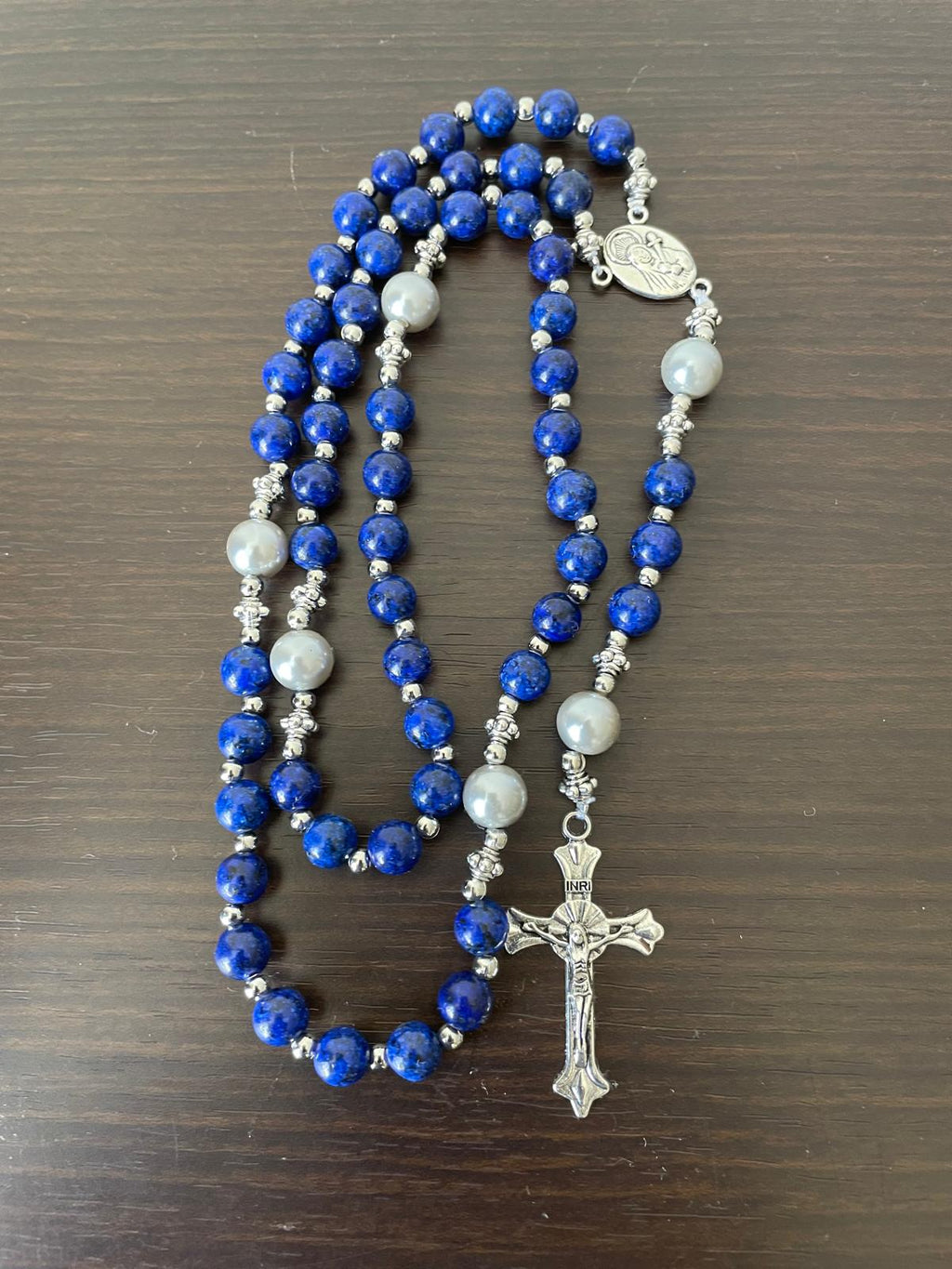 Rosaryo na may Beads na Natural na Bato - Lapis lazuli