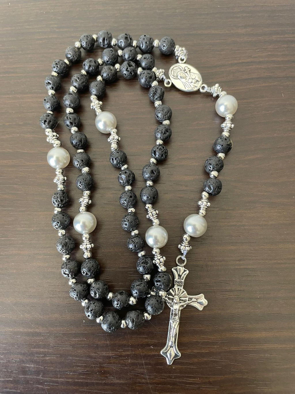 Rosaryo na may Beaded na Natural na Bato - Lave stone