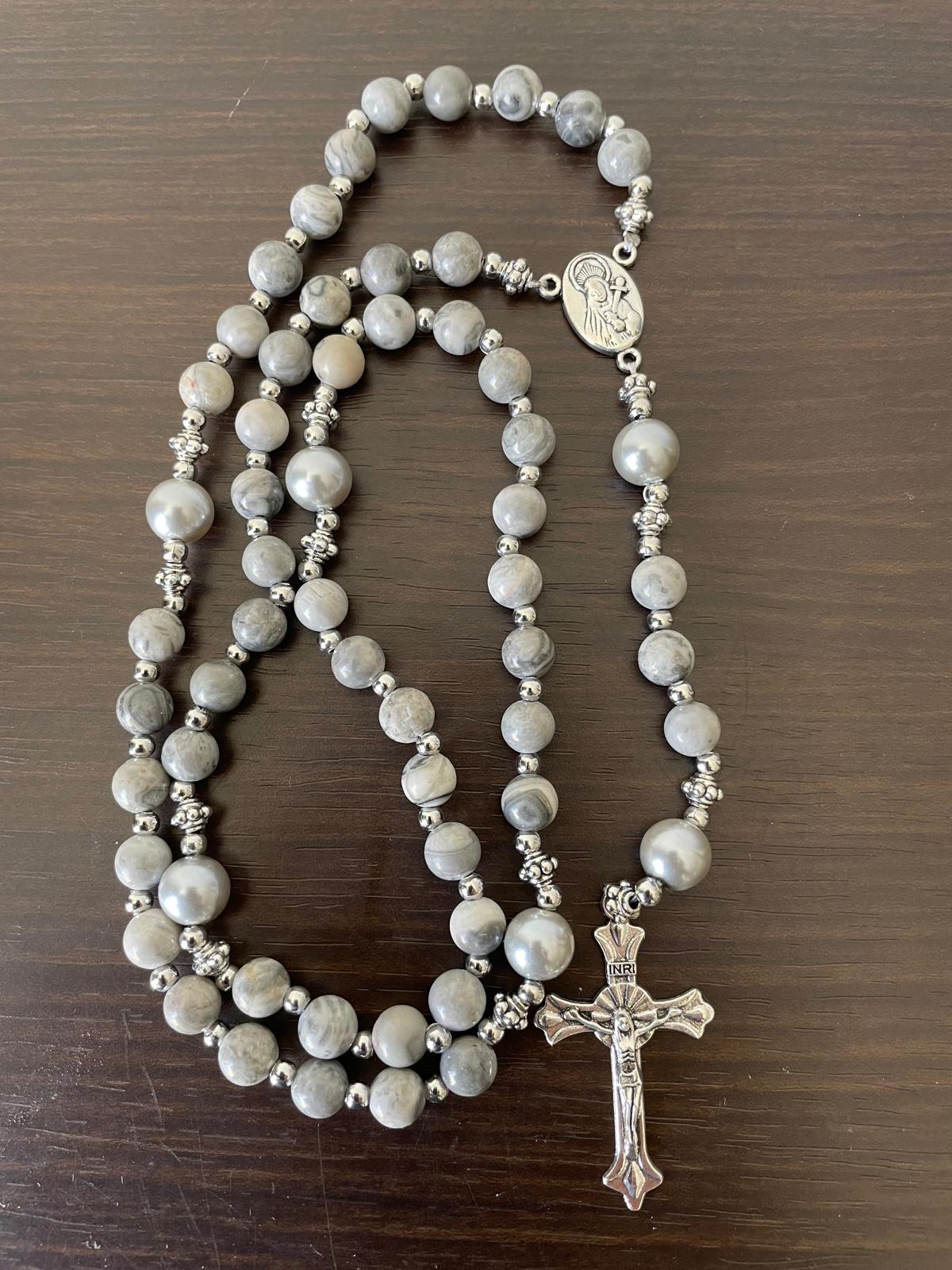 مسبحة من الخرز المصنوع من الحجر الطبيعي - حجر الخريطة