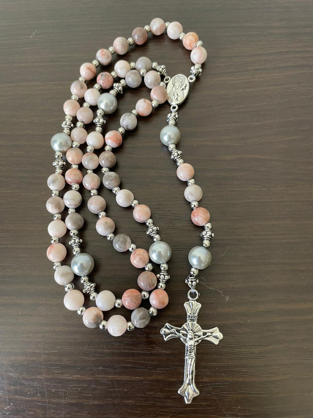 Rosaryong may Beads na Natural na Bato - Rosas na batong zebra