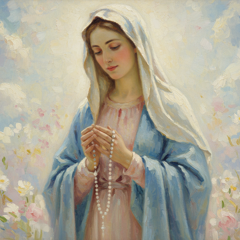 our lady with the rosary impressionism style